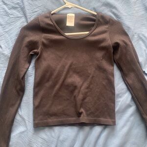 No Boundaries Chocolate Ribbed Knit Top